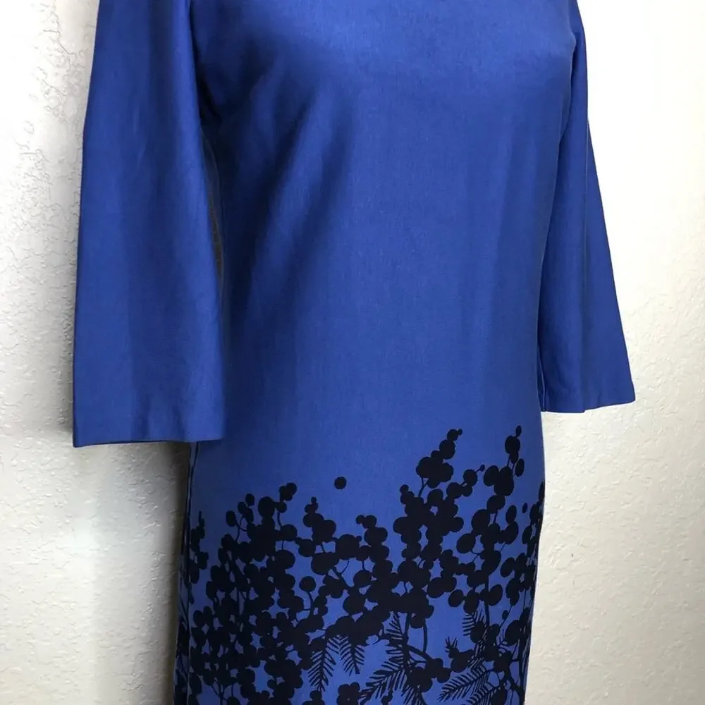 Boden blue navy blue floral leaf print sheath dress size 6R